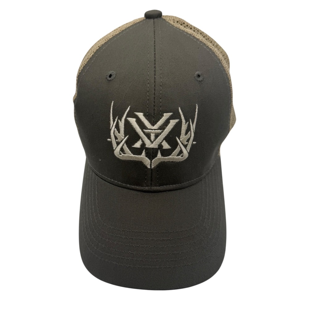 Vortex Optics Antler Logo Trucker Hat Mens Green Tan Snapback Mesh Hunting Cap